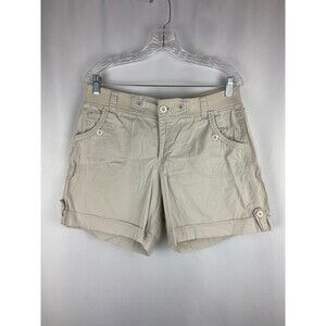 Gloria Vanderbilt Womens 10 Twill Utility Shorts Stretch Pockets Beige Outdoors